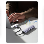 Ugreen daugiafunkcis adapteris HUB USB 3.0 - 3 x USB / Ethernet RJ-45 / USB Type C PD pilkas (CM475) -- USB Hubs