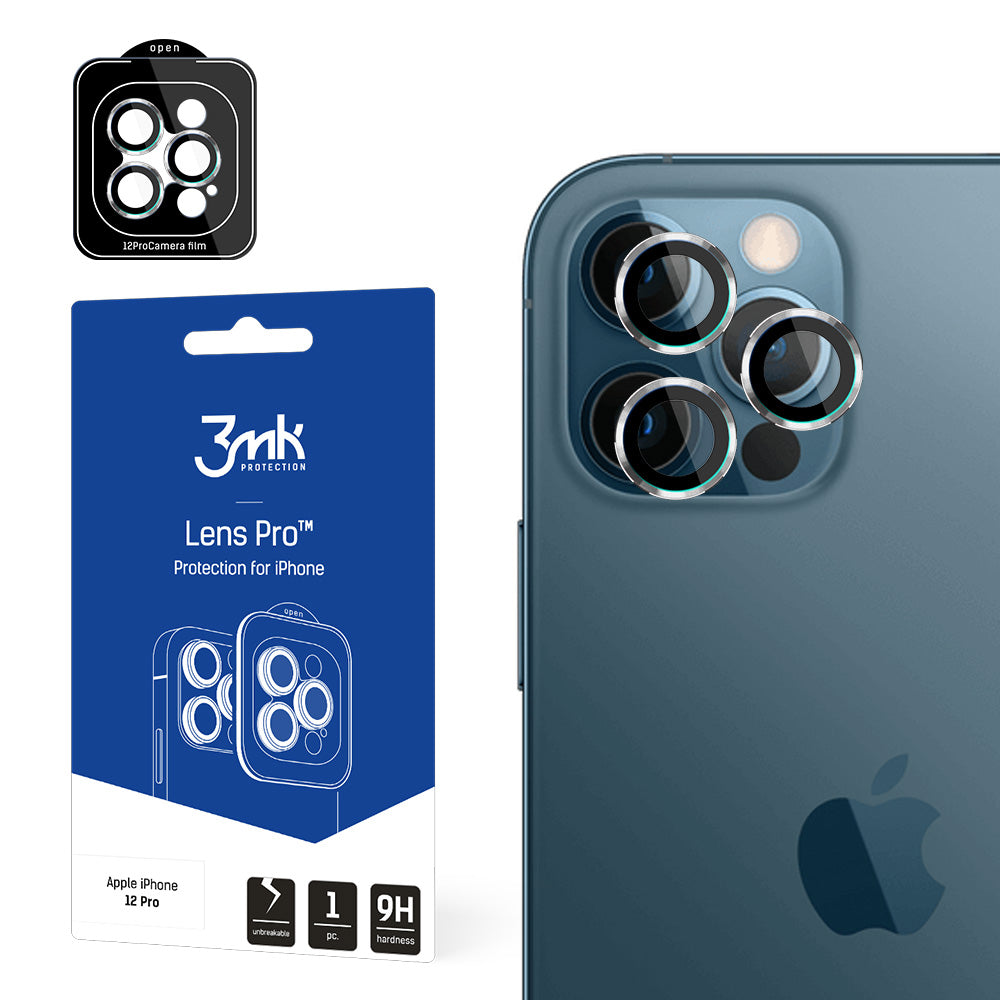 3MK Lens Protection Pro iPhone 12 Pro fotoaparato objektyvo apsauga su tvirtinimo rėmeliu 1 vnt. -- iPhone 12 Pro
