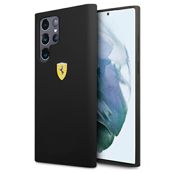 Ferrari silikoninis dėklas Galaxy S22 Ultra – juodas -- Samsung Galaxy S22 Ultra