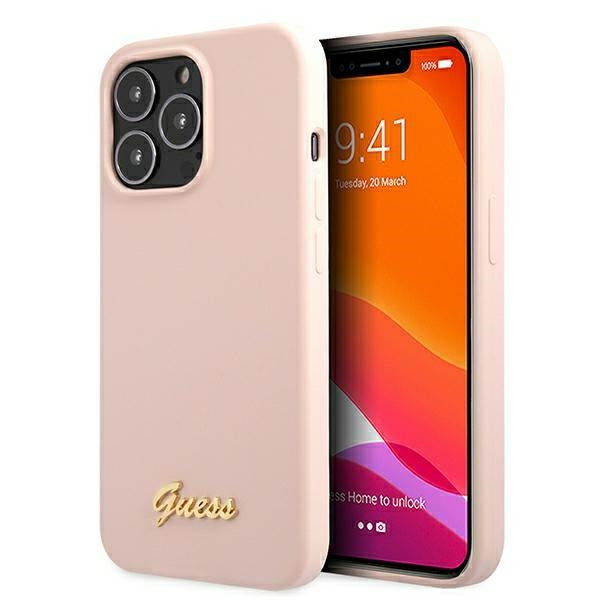 Guess MagSafe silikoninis dėklas iPhone 13/13 Pro – rožinis