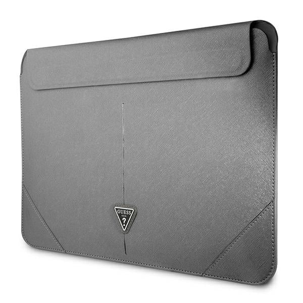 Guess Saffiano Triangle Logo dėklas 14" nešiojamajam kompiuteriui – sidabrinis -- Laptop Bags