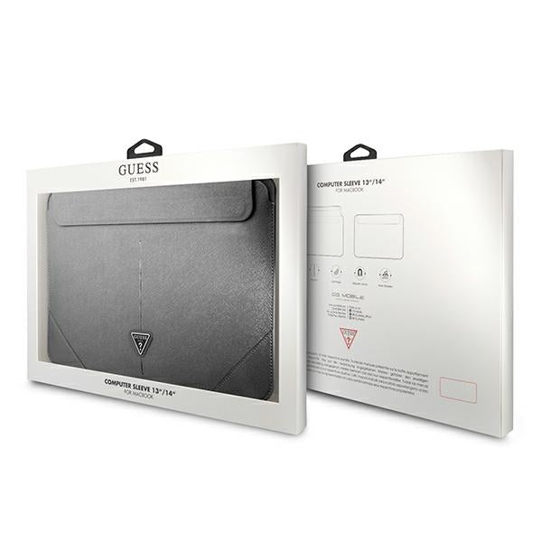 Guess Saffiano Triangle Logo dėklas 14" nešiojamajam kompiuteriui – sidabrinis -- Laptop Bags