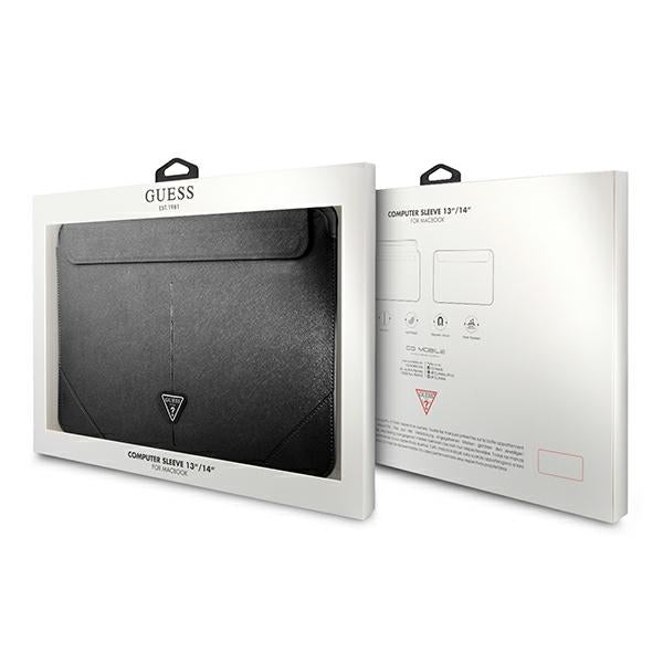 Guess Saffiano Triangle Logo dėklas 14" nešiojamajam kompiuteriui – juodas -- Laptop Bags