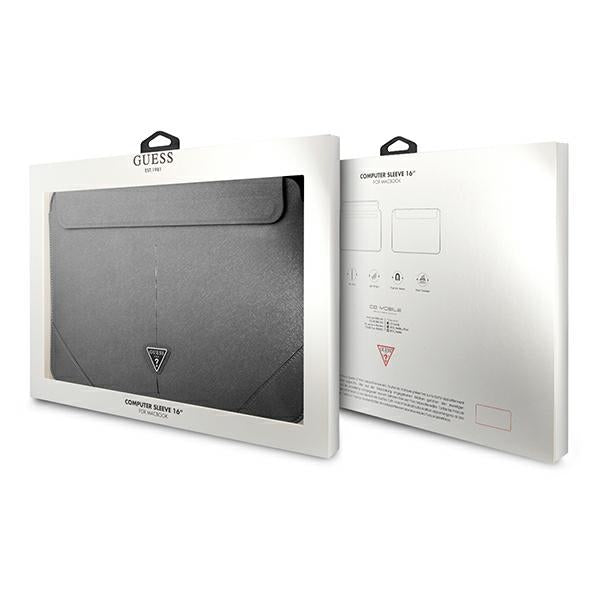 Guess Saffiano Triangle Logo dėklas 16" nešiojamajam kompiuteriui - sidabrinė -- Laptop Bags