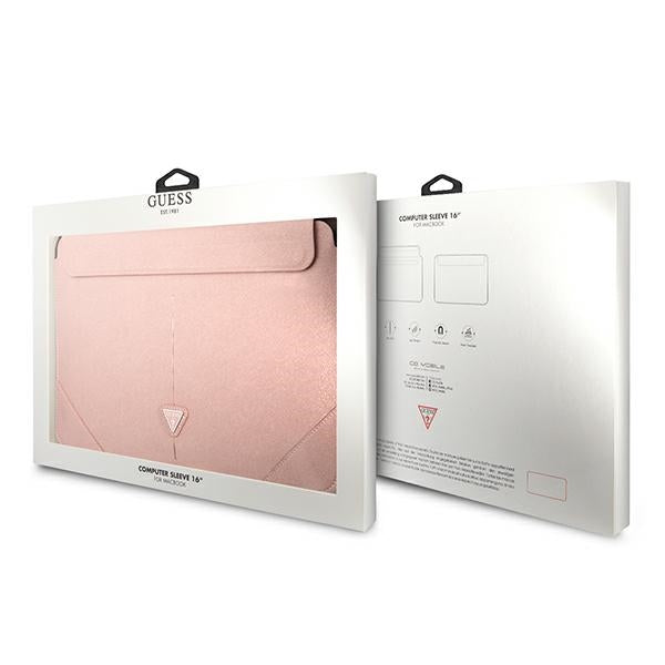 Guess Saffiano Triangle Logo dėklas 16" nešiojamajam kompiuteriui - rožinė -- Laptop Bags