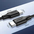 Ugreen US286 USB-C - USB-C PD QC 3A 480Mb/s 2m laidas - juodas -- Cell phone cables