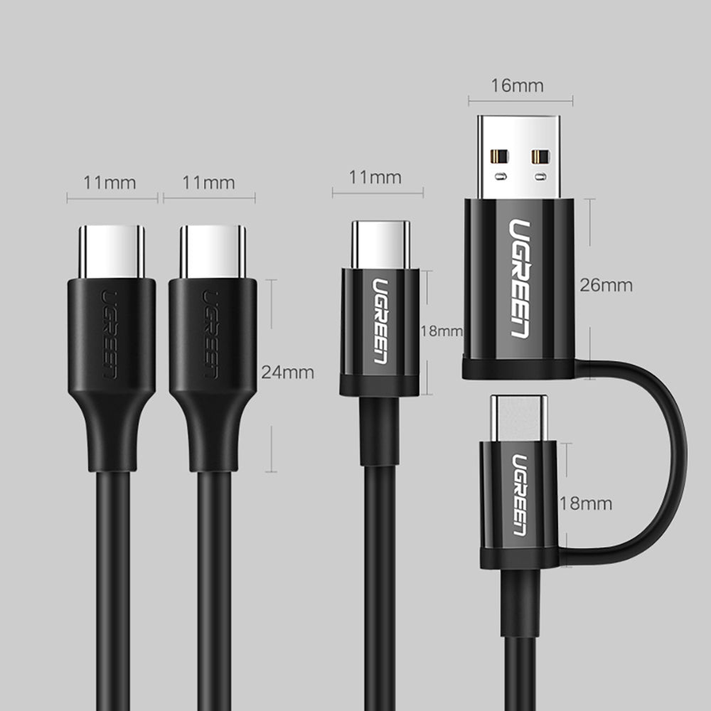 Ugreen US286 USB-C - USB-C 3A 480Mb/s laidas 3m - juodas -- Cell phone cables