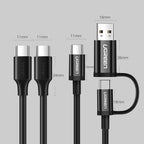 Ugreen US286 USB-C - USB-C 3A 480Mb/s laidas 3m - juodas -- Cell phone cables