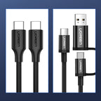 Ugreen US286 USB-C - USB-C 3A 480Mb/s laidas 3m - juodas -- Cell phone cables