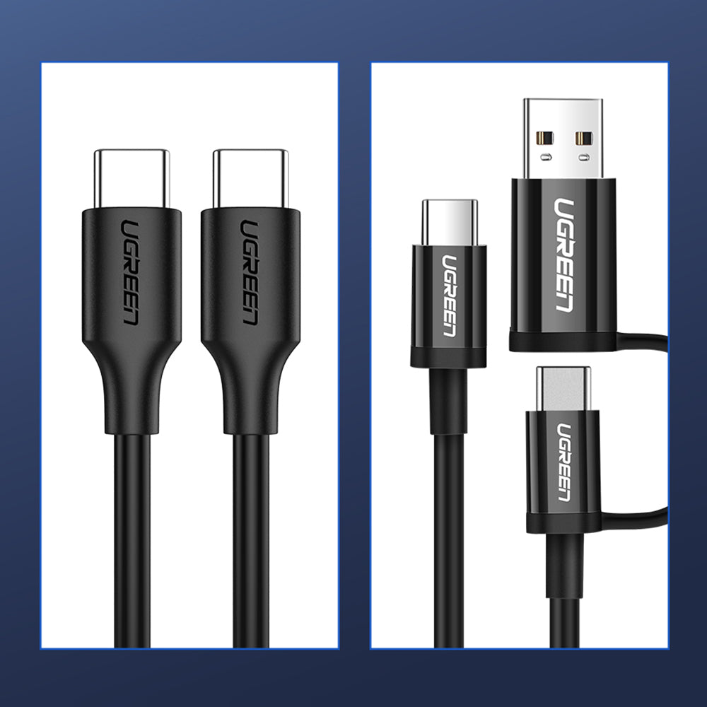 Ugreen US286 USB-C - USB-C 3A 480Mb/s laidas 3m - juodas -- Cell phone cables
