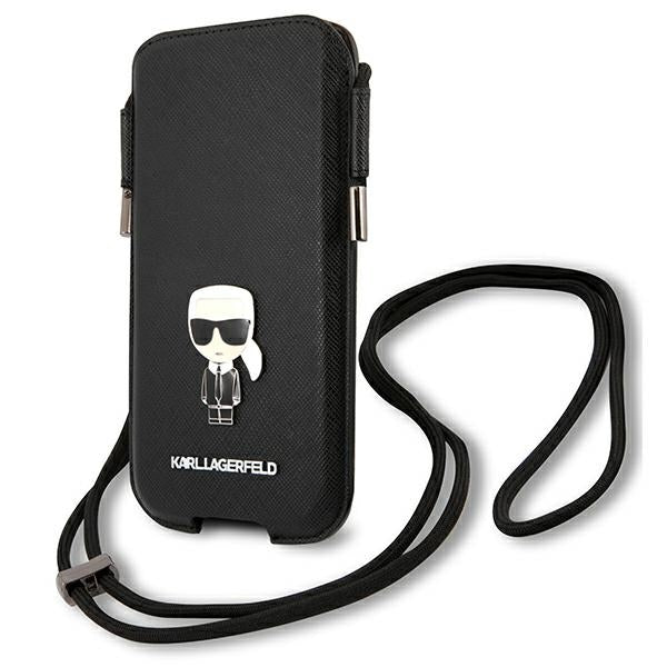 Karl Lagerfeld Saffiano Ikonik Karl 6.7" rankinė - juoda -- Uncategorized