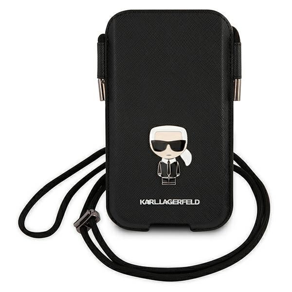 Karl Lagerfeld Saffiano Ikonik Karl 6.7" rankinė - juoda -- Uncategorized