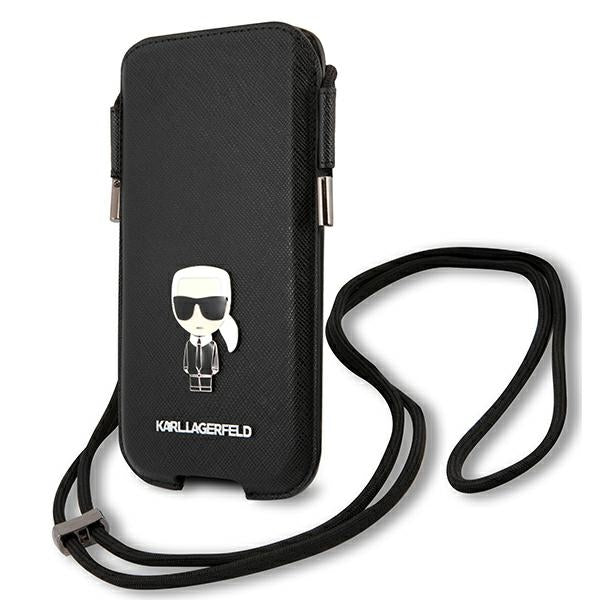 Karl Lagerfeld Saffiano Ikonik Karl 6.1" rankinė - juoda -- Uncategorized