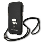 Karl Lagerfeld Saffiano Ikonik Karl 6.1" rankinė - juoda -- Uncategorized
