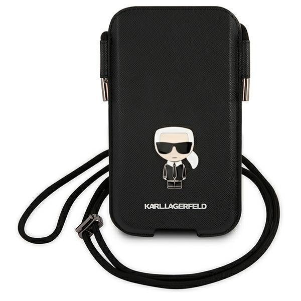 Karl Lagerfeld Saffiano Ikonik Karl 6.1" rankinė - juoda -- Uncategorized