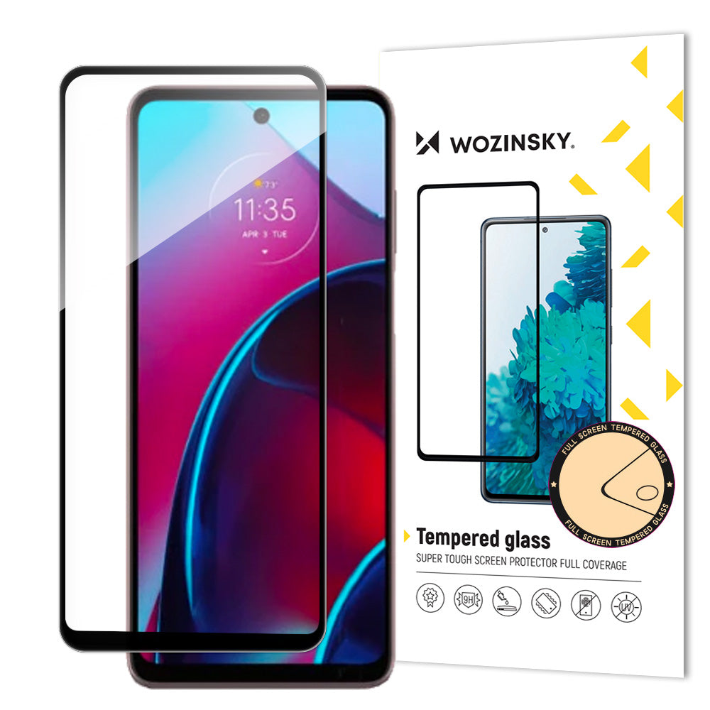 Wozinsky Full Glue grūdintas stiklas Motorola Moto G Stylus 2022 9H viso ekrano grūdintas stiklas su juodu rėmeliu --...