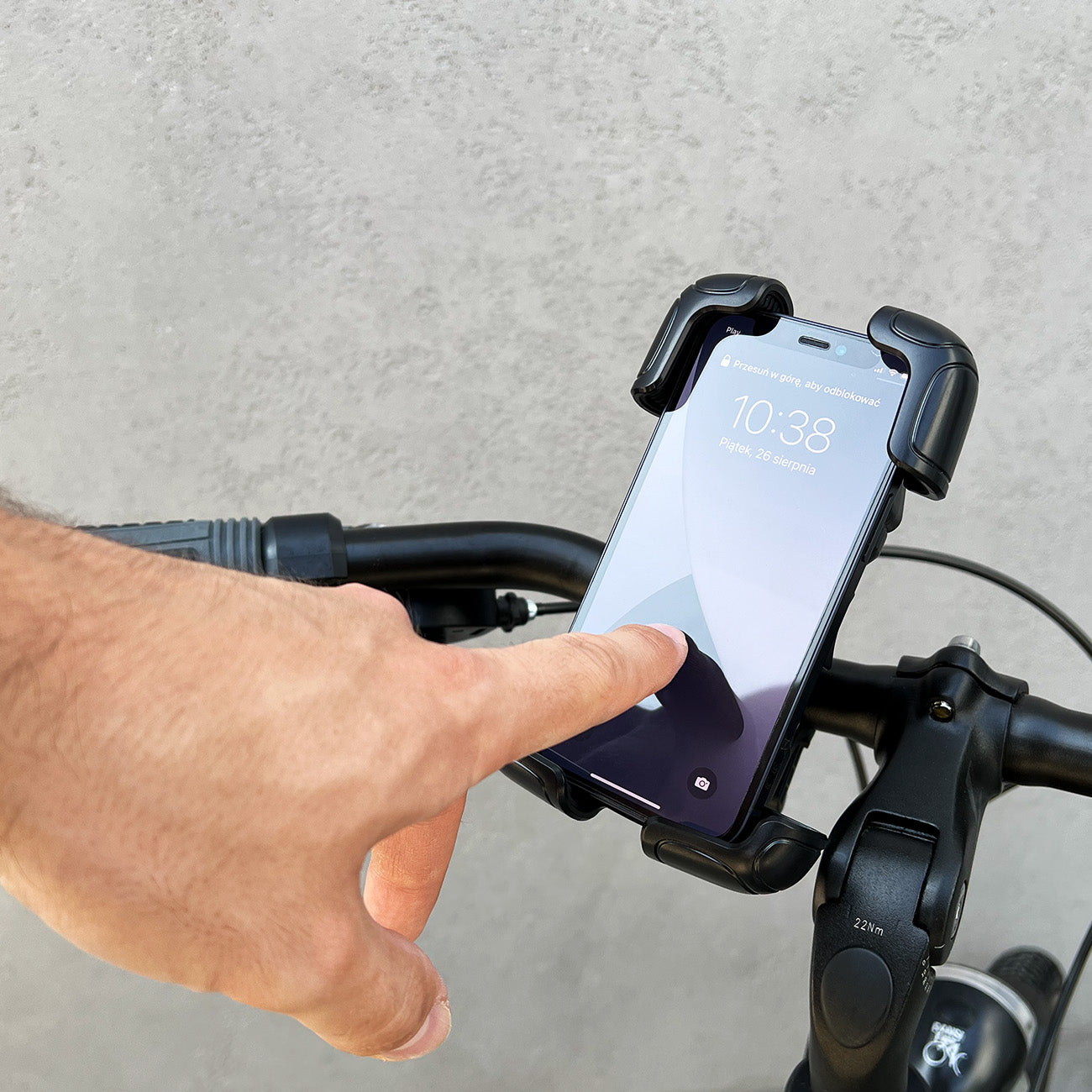 Wozinsky tvirtas telefono laikiklis dviračio, motociklo ir paspirtuko vairui, juodas (WBHBK6)