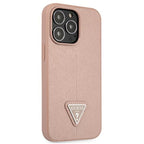 Guess Saffiano Triangle dėklas iPhone 13 Pro – rožinis