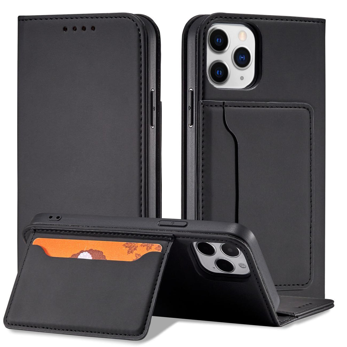 Magnetinis dėklas-piniginė iPhone 12 Pro – juodas -- iPhone 12 Pro