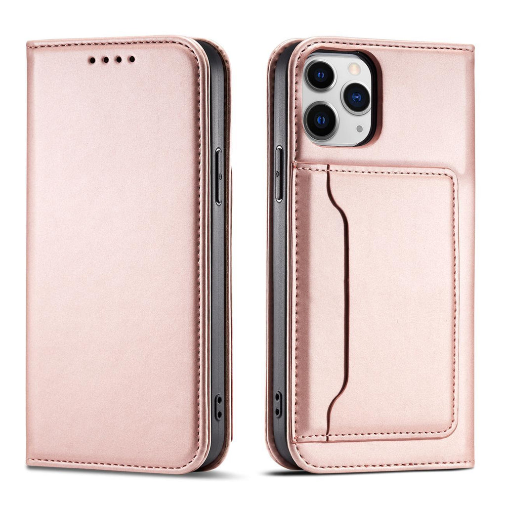 Magnetinis dėklas-piniginė iPhone 12 Pro – rožinis -- iPhone 12 Pro
