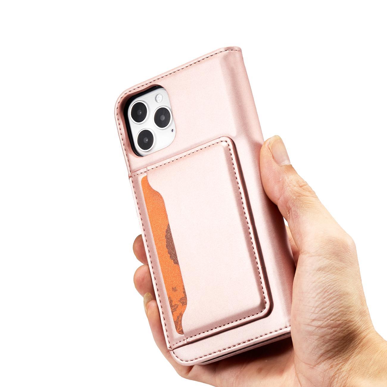 Magnetinis dėklas-piniginė iPhone 12 Pro – rožinis -- iPhone 12 Pro