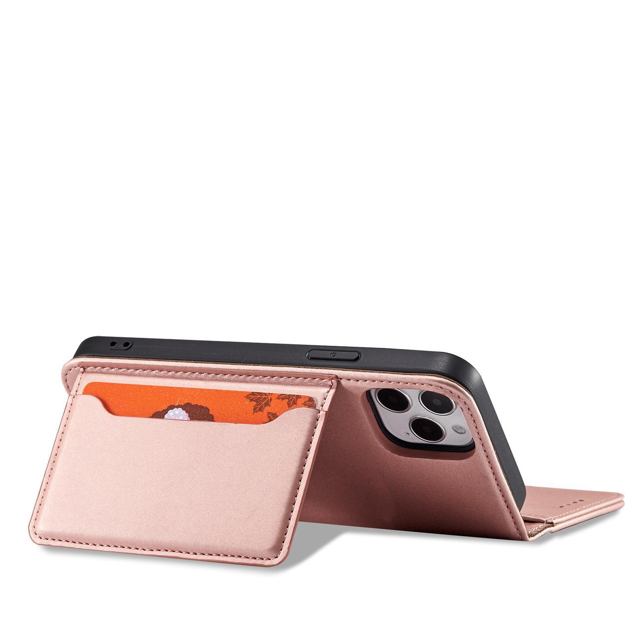 Magnetinis dėklas-piniginė iPhone 12 Pro – rožinis -- iPhone 12 Pro