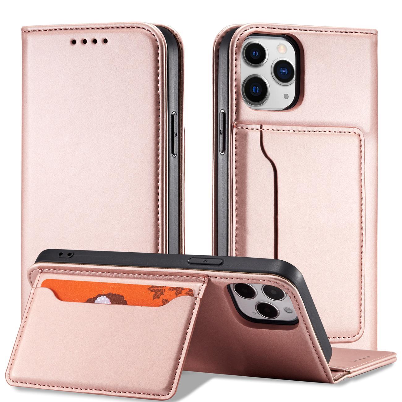 Magnetinis dėklas-piniginė iPhone 12 Pro – rožinis -- iPhone 12 Pro