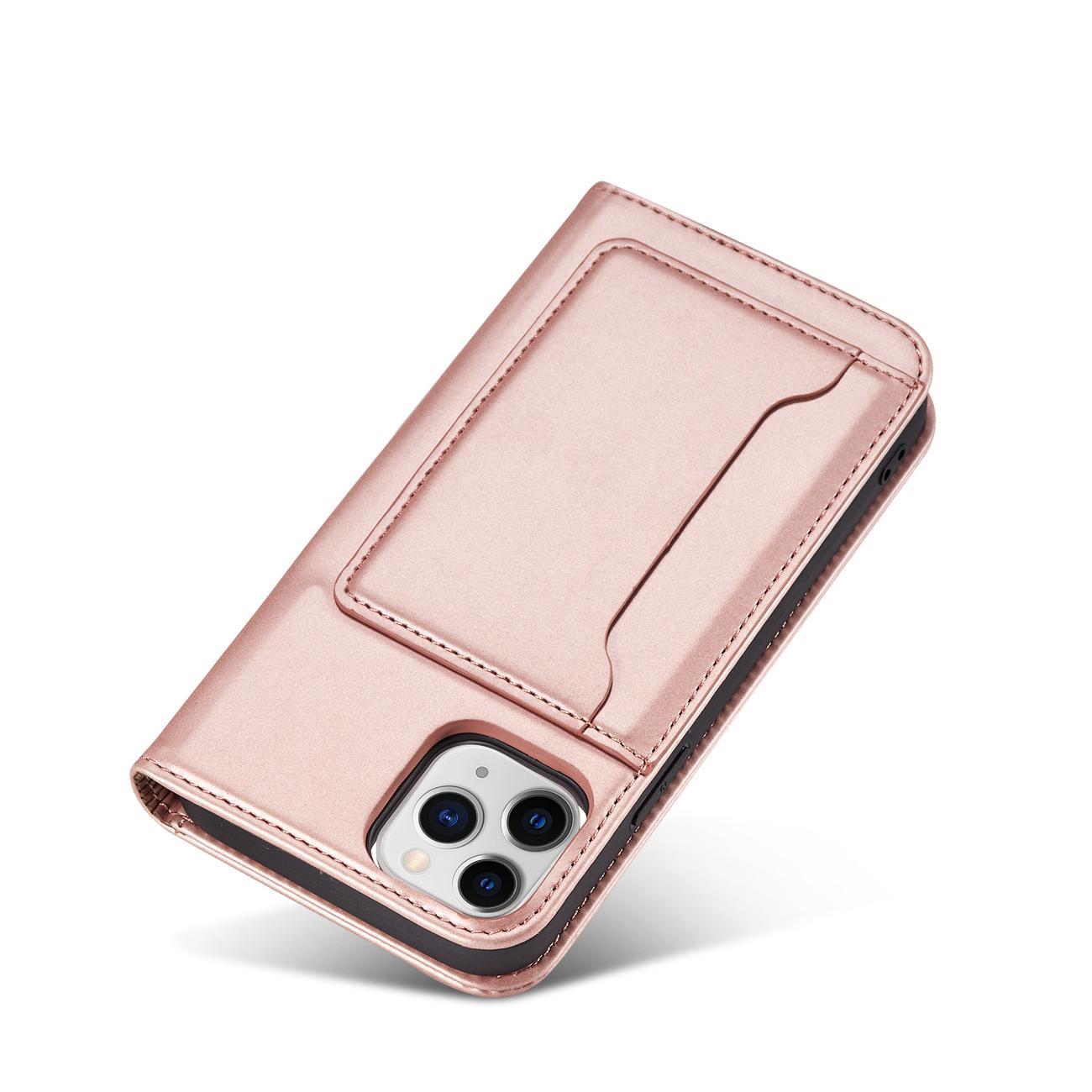 Magnetinis dėklas-piniginė iPhone 12 Pro – rožinis -- iPhone 12 Pro