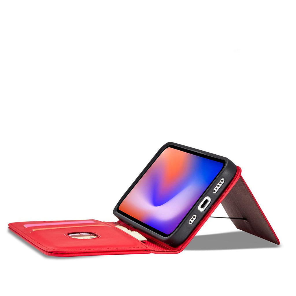Magnetinis dėklas-piniginė iPhone 12 Pro Max – raudonas -- iPhone 12 Pro Max