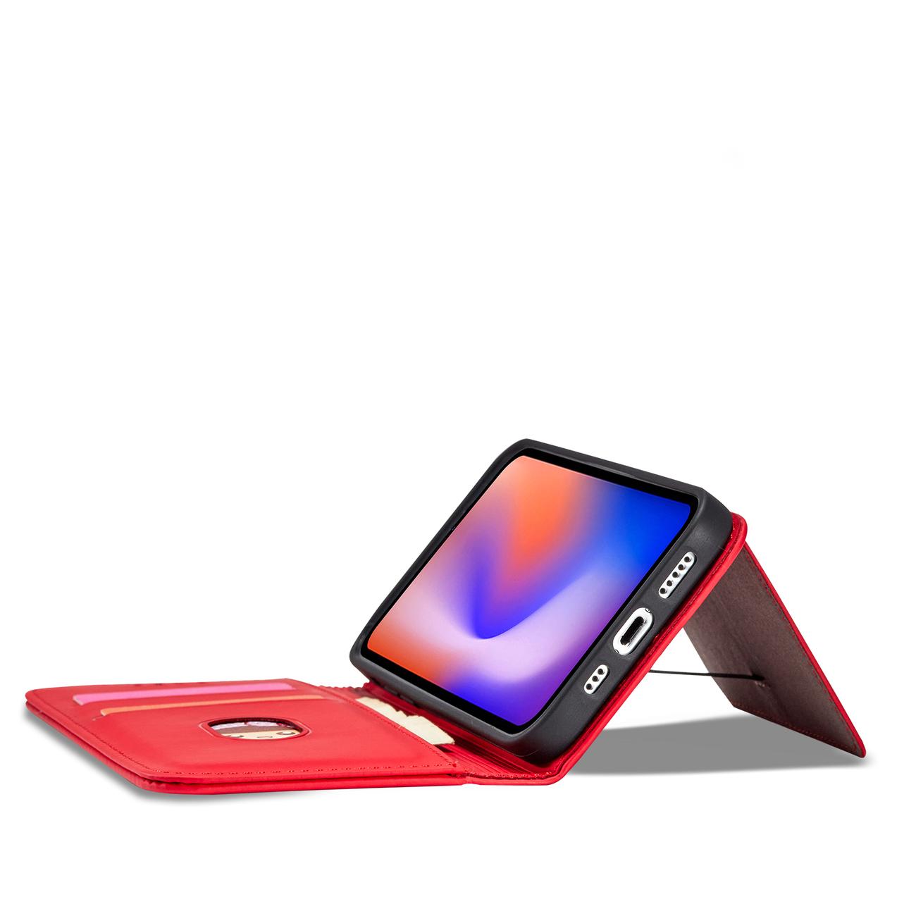 Magnetinis dėklas-piniginė iPhone 12 Pro Max – raudonas -- iPhone 12 Pro Max
