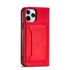 Magnetinis dėklas-piniginė iPhone 12 Pro Max – raudonas -- iPhone 12 Pro Max