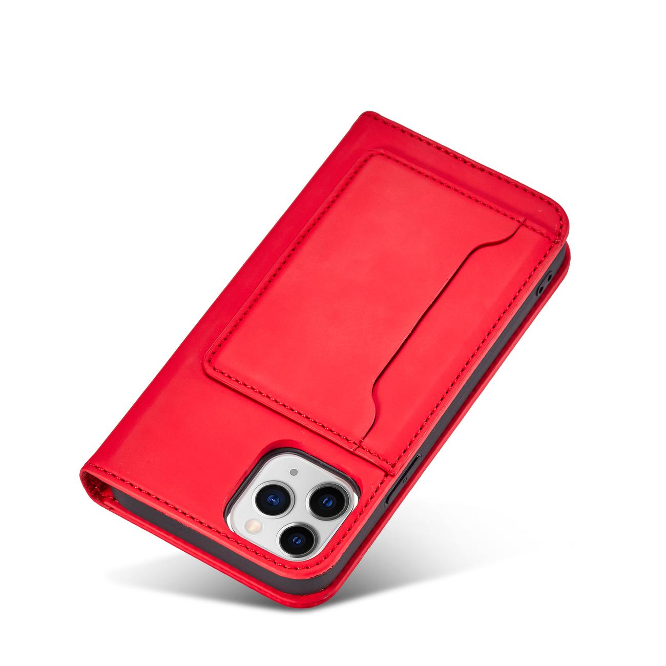 Magnetinis dėklas-piniginė iPhone 12 Pro Max – raudonas -- iPhone 12 Pro Max