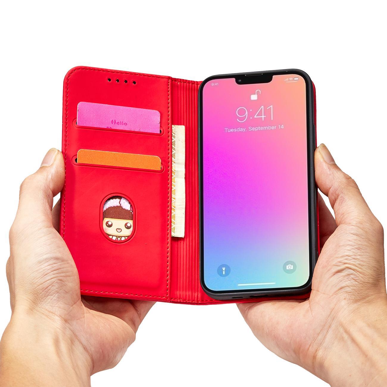 Magnet Card Case dėklas iPhone 13 Pro – raudonas