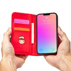 Magnetinis dėklas su pinigine iPhone 13 Pro Max – raudonas