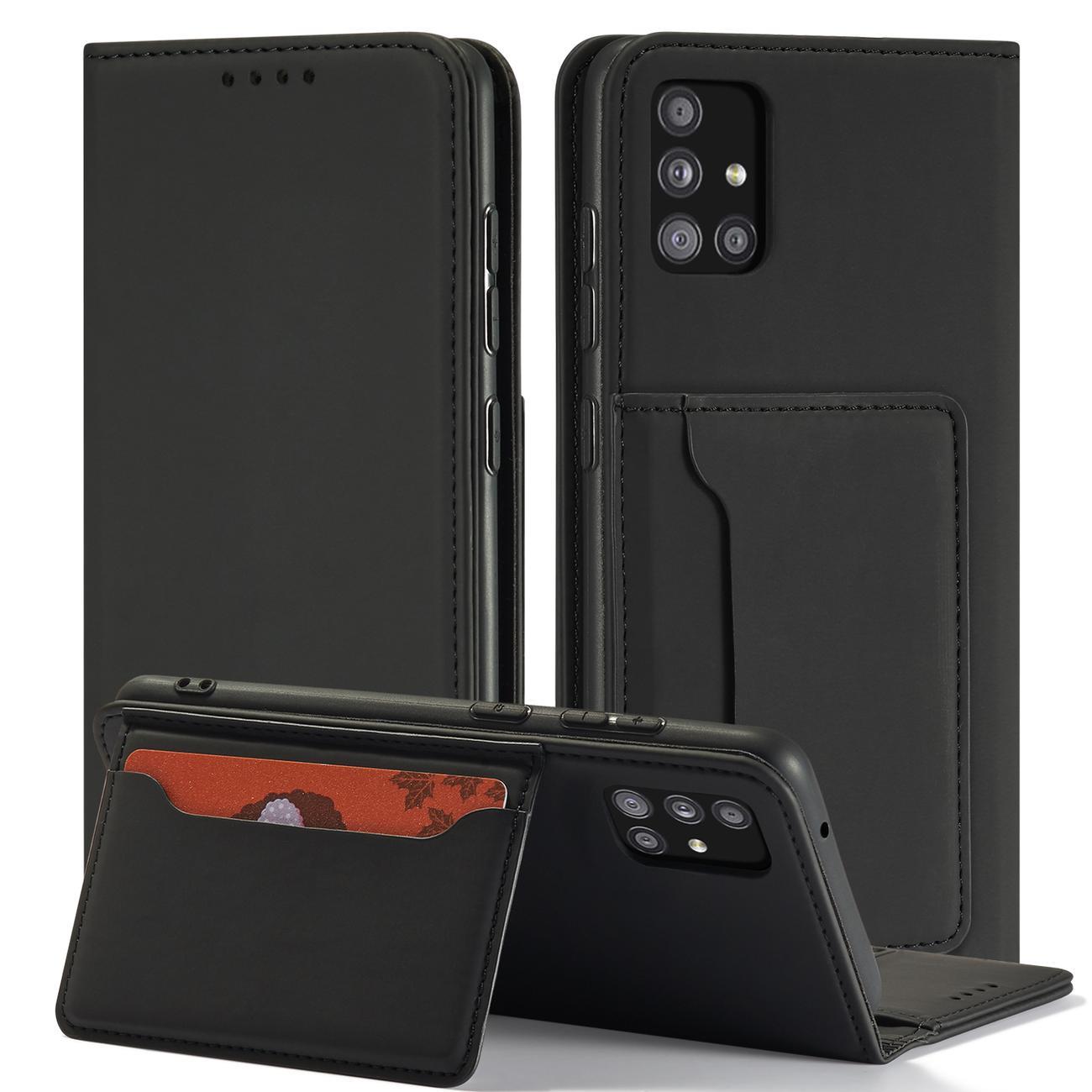 Magnet Card Case dėklas Samsung Galaxy A12 5G – juodas -- Samsung Galaxy A12