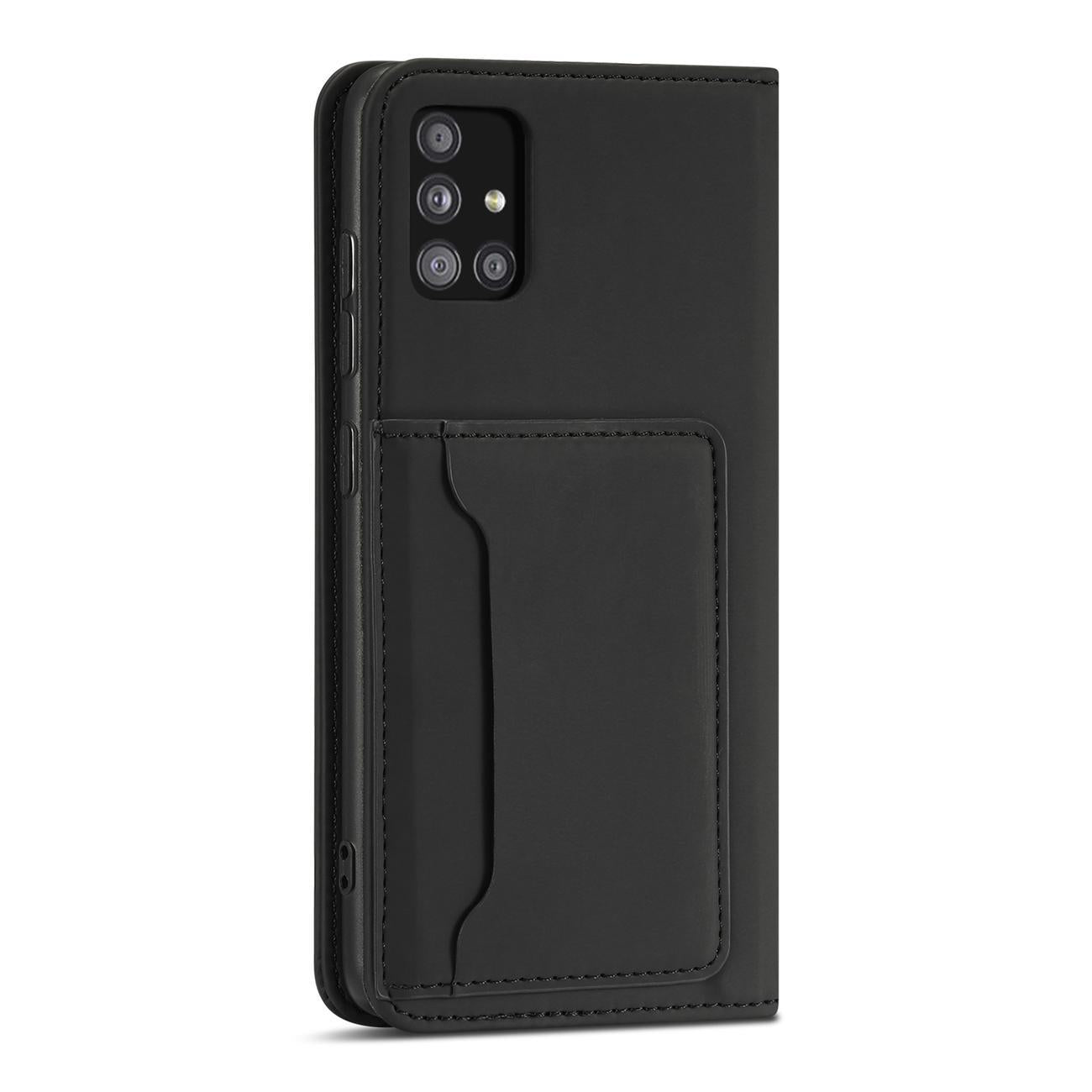Magnet Card Case dėklas Samsung Galaxy A12 5G – juodas -- Samsung Galaxy A12