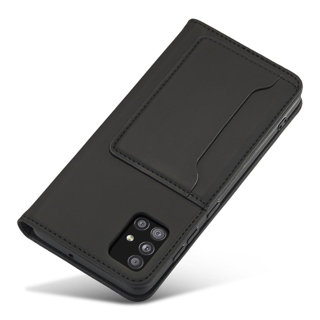 Magnet Card Case dėklas Samsung Galaxy A12 5G – juodas -- Samsung Galaxy A12