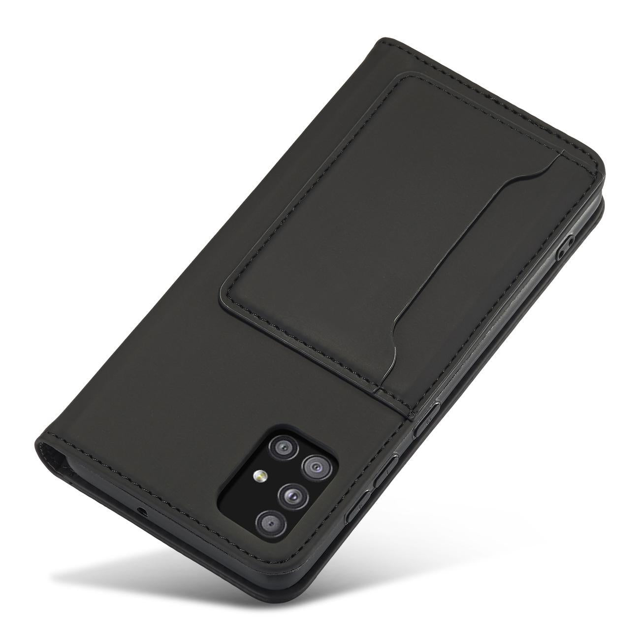 Magnet Card Case dėklas Samsung Galaxy A12 5G – juodas -- Samsung Galaxy A12