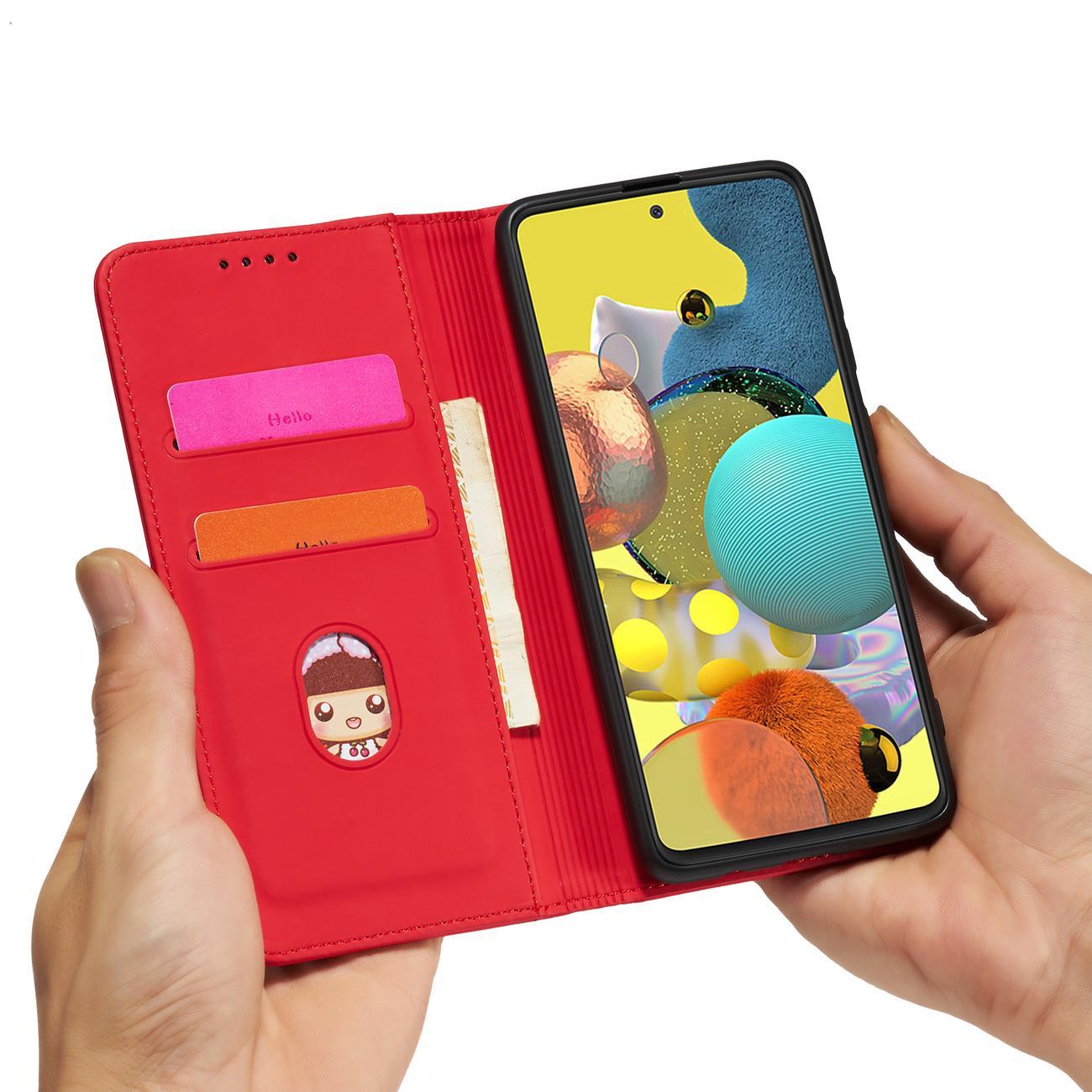 Magnet Card Case dėklas Samsung Galaxy A13 5G – raudonas -- Samsung Galaxy A13