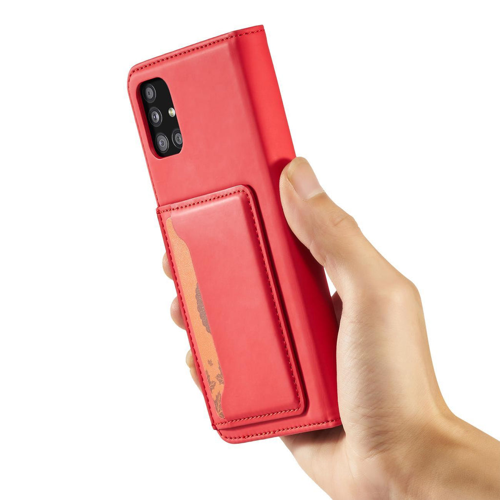Magnet Card Case dėklas Samsung Galaxy A13 5G – raudonas -- Samsung Galaxy A13