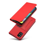 Magnet Card Case dėklas Samsung Galaxy A13 5G – raudonas -- Samsung Galaxy A13
