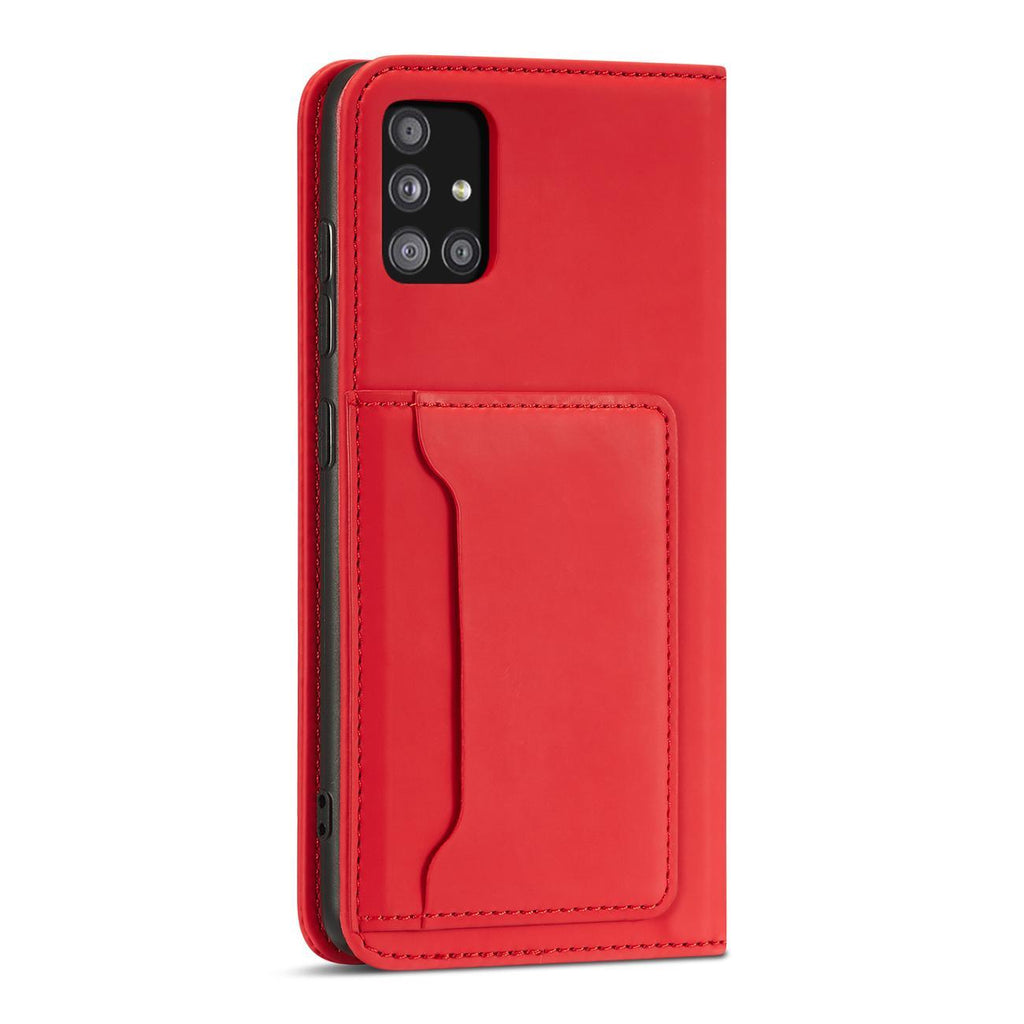 Magnet Card Case dėklas Samsung Galaxy A13 5G – raudonas -- Samsung Galaxy A13