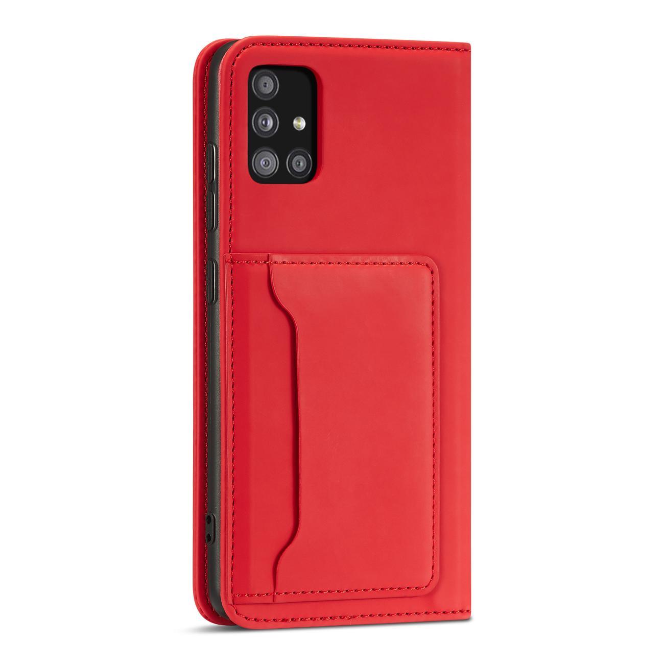 Magnet Card Case dėklas Samsung Galaxy A13 5G – raudonas -- Samsung Galaxy A13