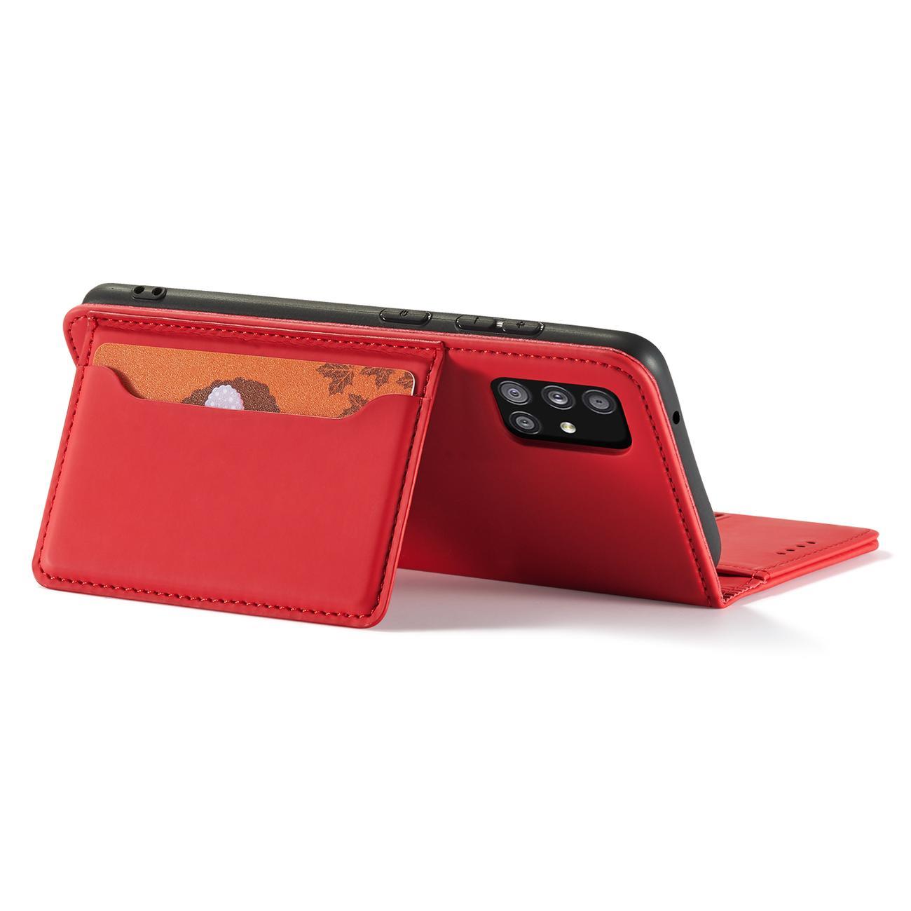 Magnet Card Case dėklas Samsung Galaxy A13 5G – raudonas -- Samsung Galaxy A13