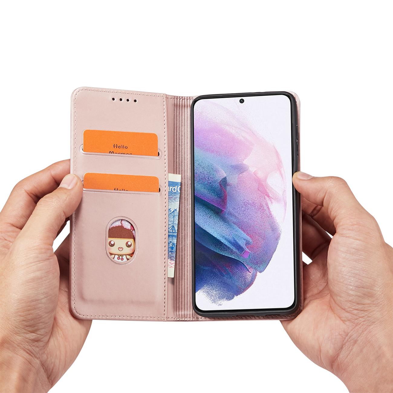 Magnet Card Case dėklas Samsung Galaxy S22+ – rožinis -- Samsung Galaxy S22+