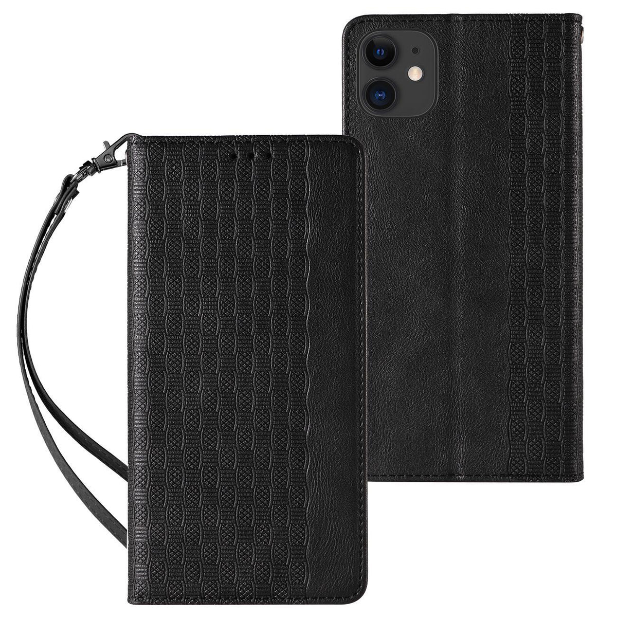 Magnetinis dėklas-piniginė iPhone 12 – juodas -- iPhone 12