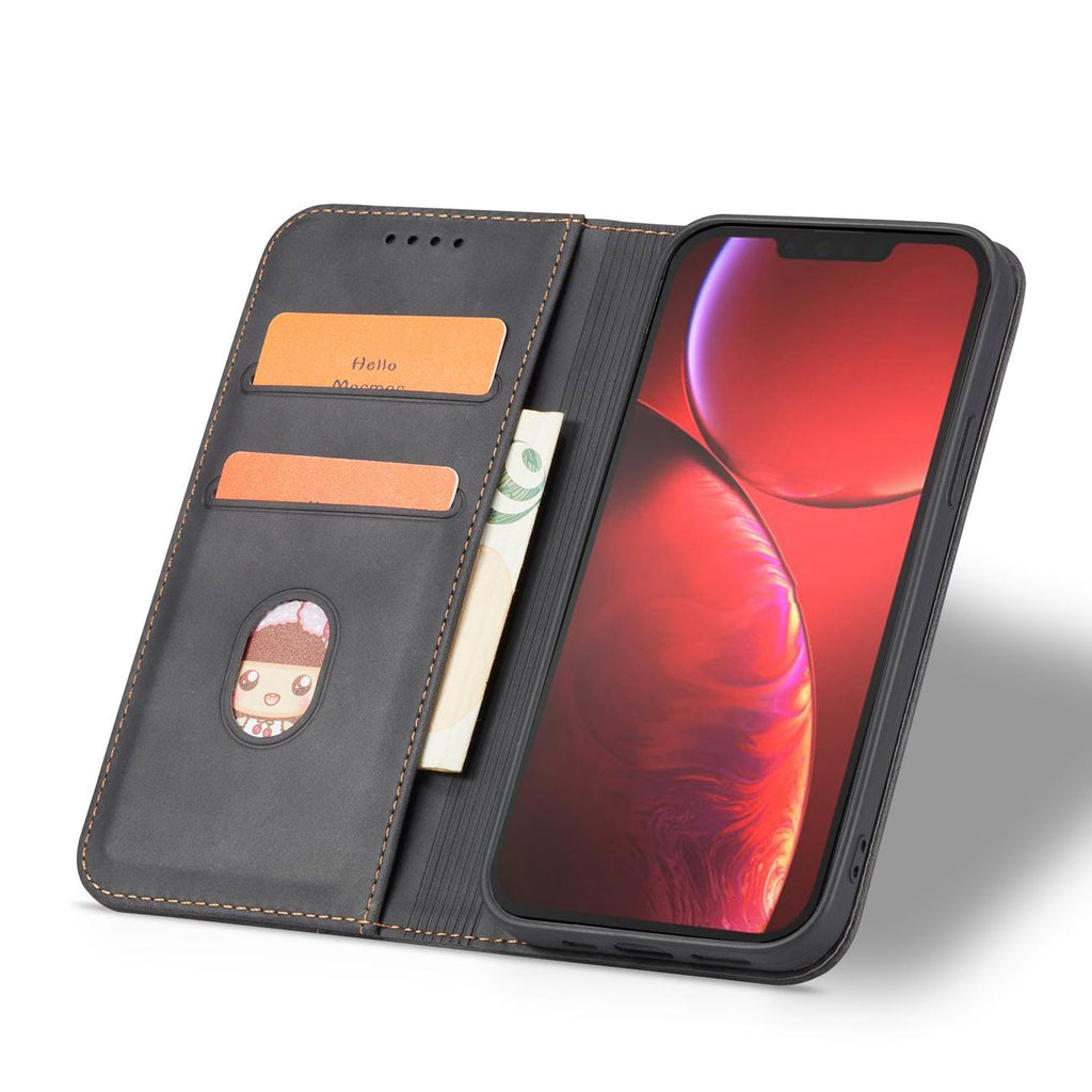 Magnet Fancy dėklas iPhone 13 Pro Max – juodas, piniginė