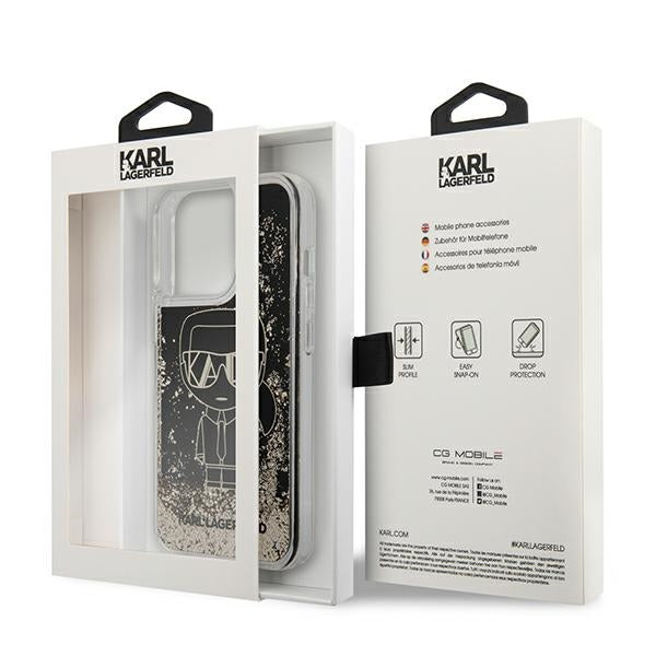 Karl Lagerfeld Liquid Glitter dėklas iPhone 13 Pro Max – juodas