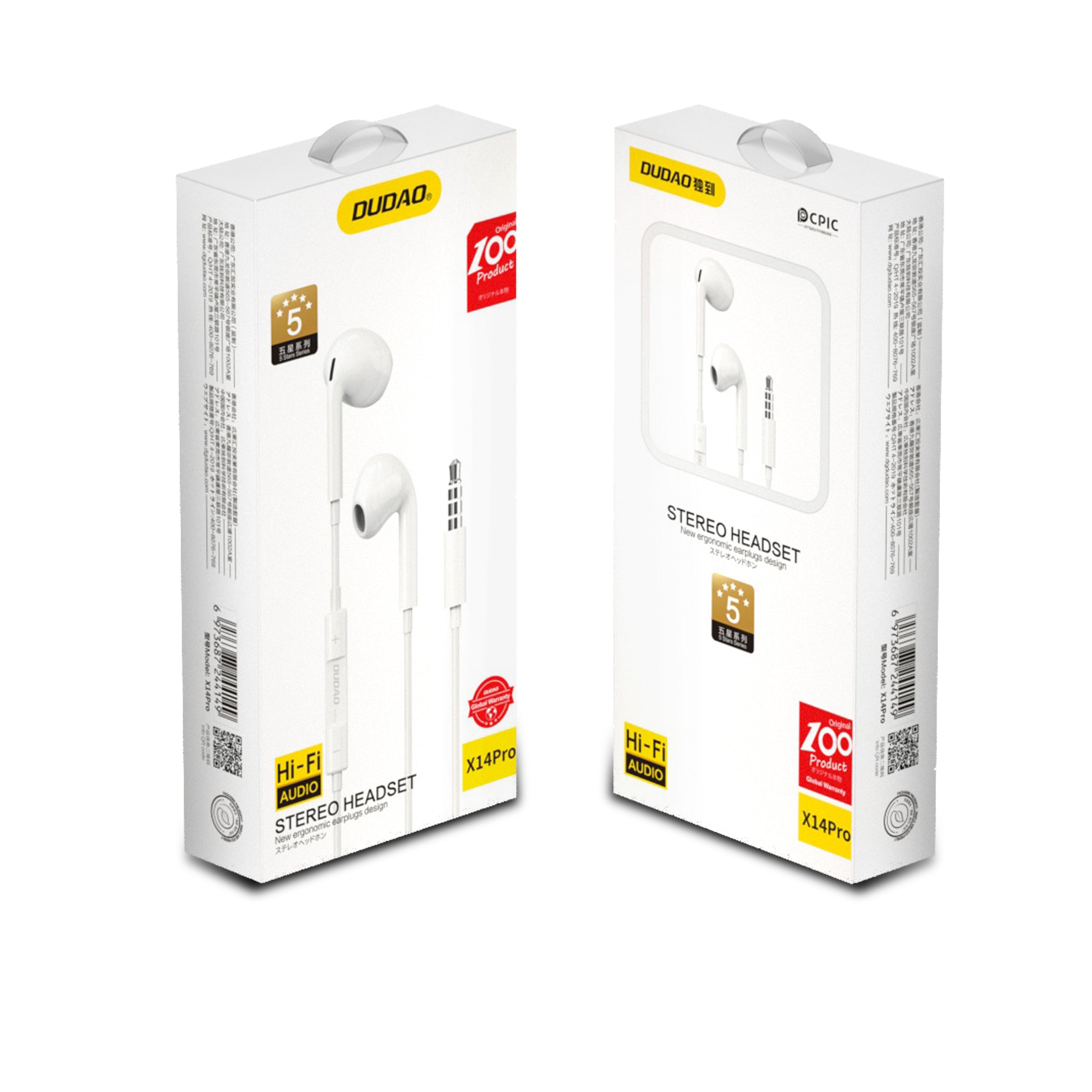 Dudao į ausis įdedamos ausinės su 3,5 mm mini lizdo jungtimi balta (X14PRO)