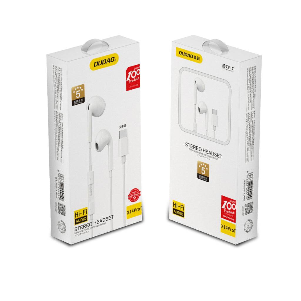 Dudao vidinės ausinės su USB Type-C jungtimi - baltos (X14PROT) -- Headphones